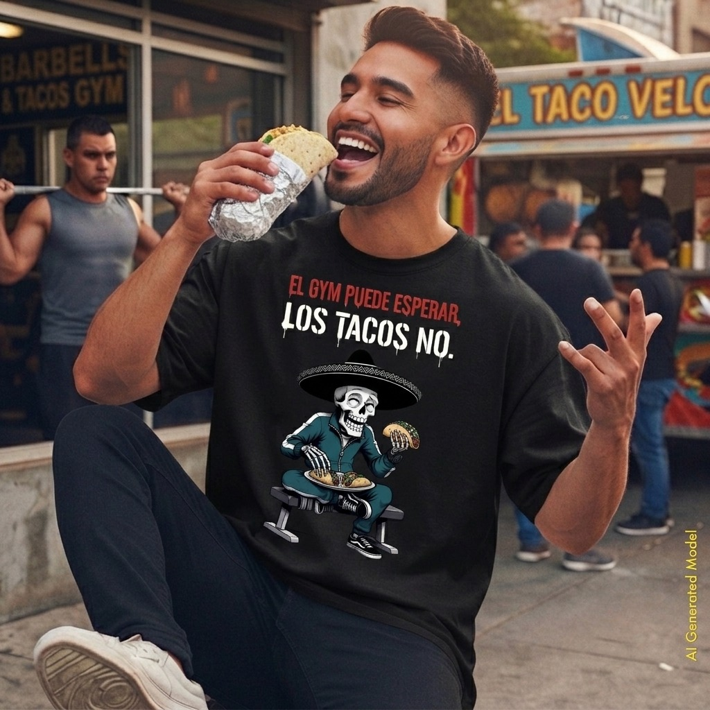 El Gym Puede Esperar, Los Tacos No - Flaco Hueso Relaxed Fit Tee