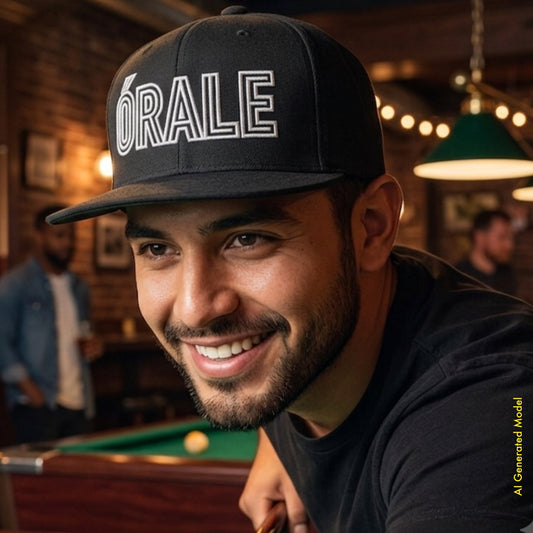 Órale El Trazo - La Calle Black & White Flat Bill Cap | ¡OYE! Originals
