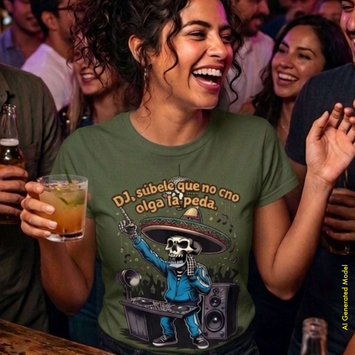 Dj Subele que no oiga la peda - Flaco Calaca Premium Classic Fit Tee