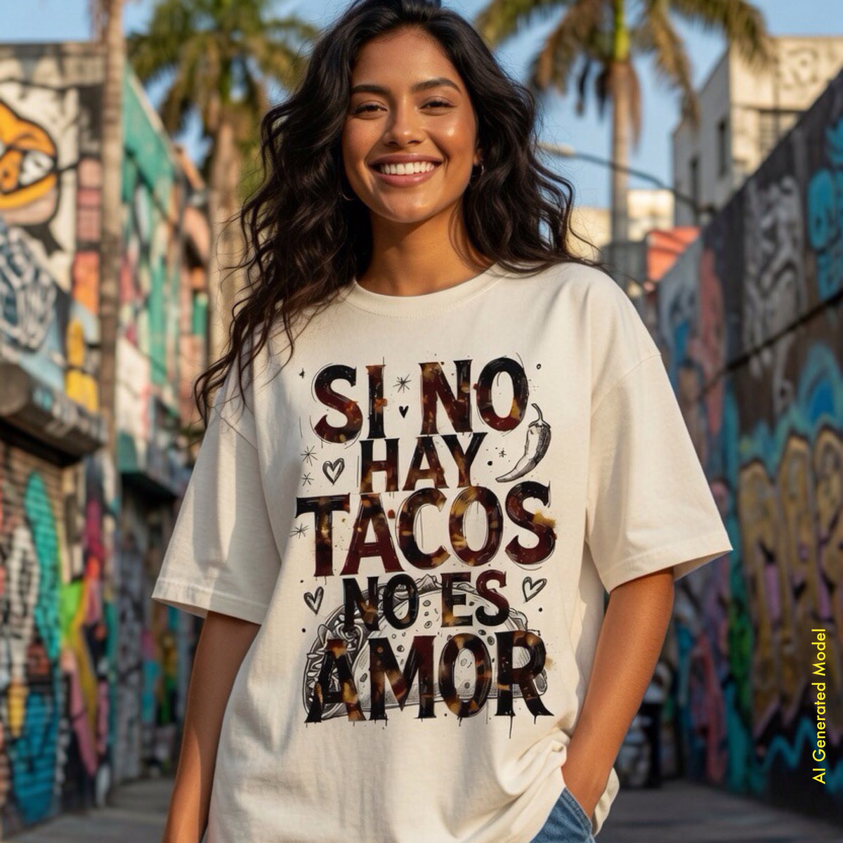 Si no hay tacos, no es amor - A Mano Style Relaxed Fit Tee