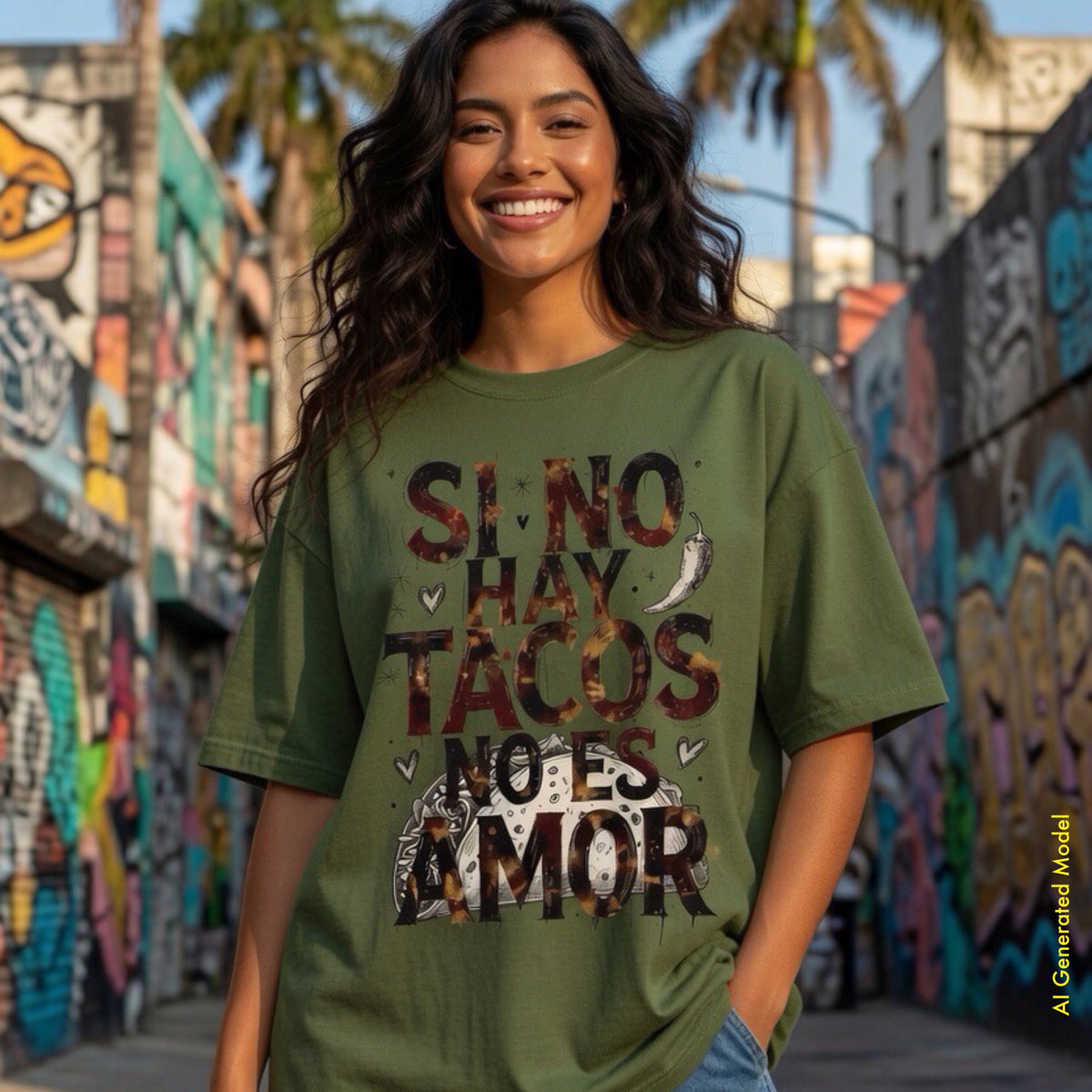 Si no hay tacos, no es amor - A Mano Style Relaxed Fit Tee