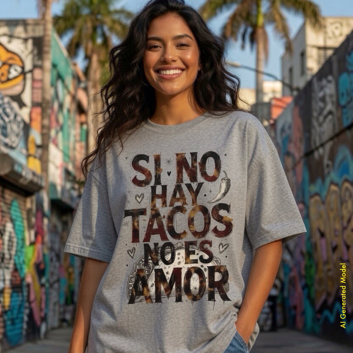 Si no hay tacos, no es amor - A Mano Style Relaxed Fit Tee
