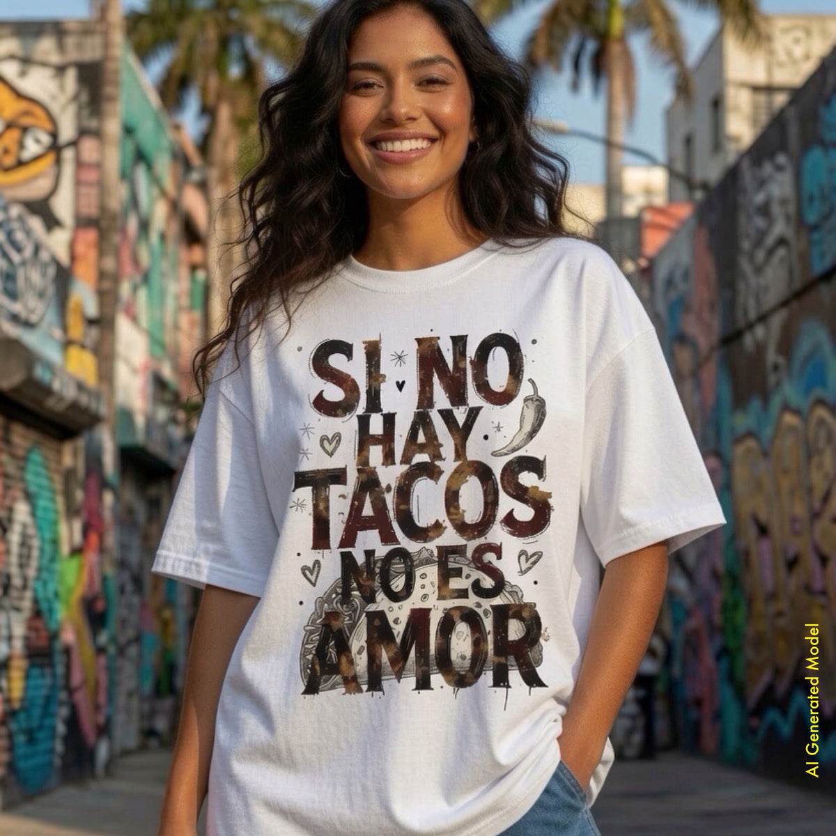 Si no hay tacos, no es amor - A Mano Style Relaxed Fit Tee