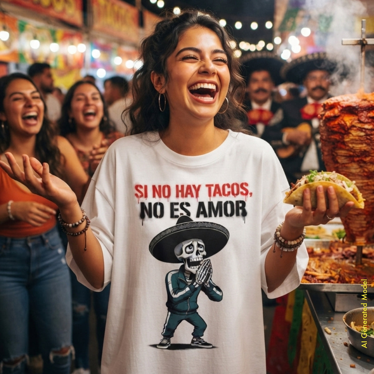 Si no hay tacos, no es amor - Flaco Hueso Relaxed Fit Tee