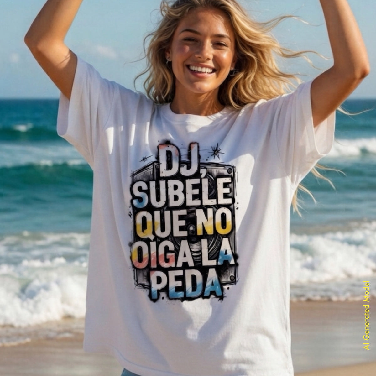 DJ Súbele que no oiga la peda - A Mano Style Relaxed Fit Tee