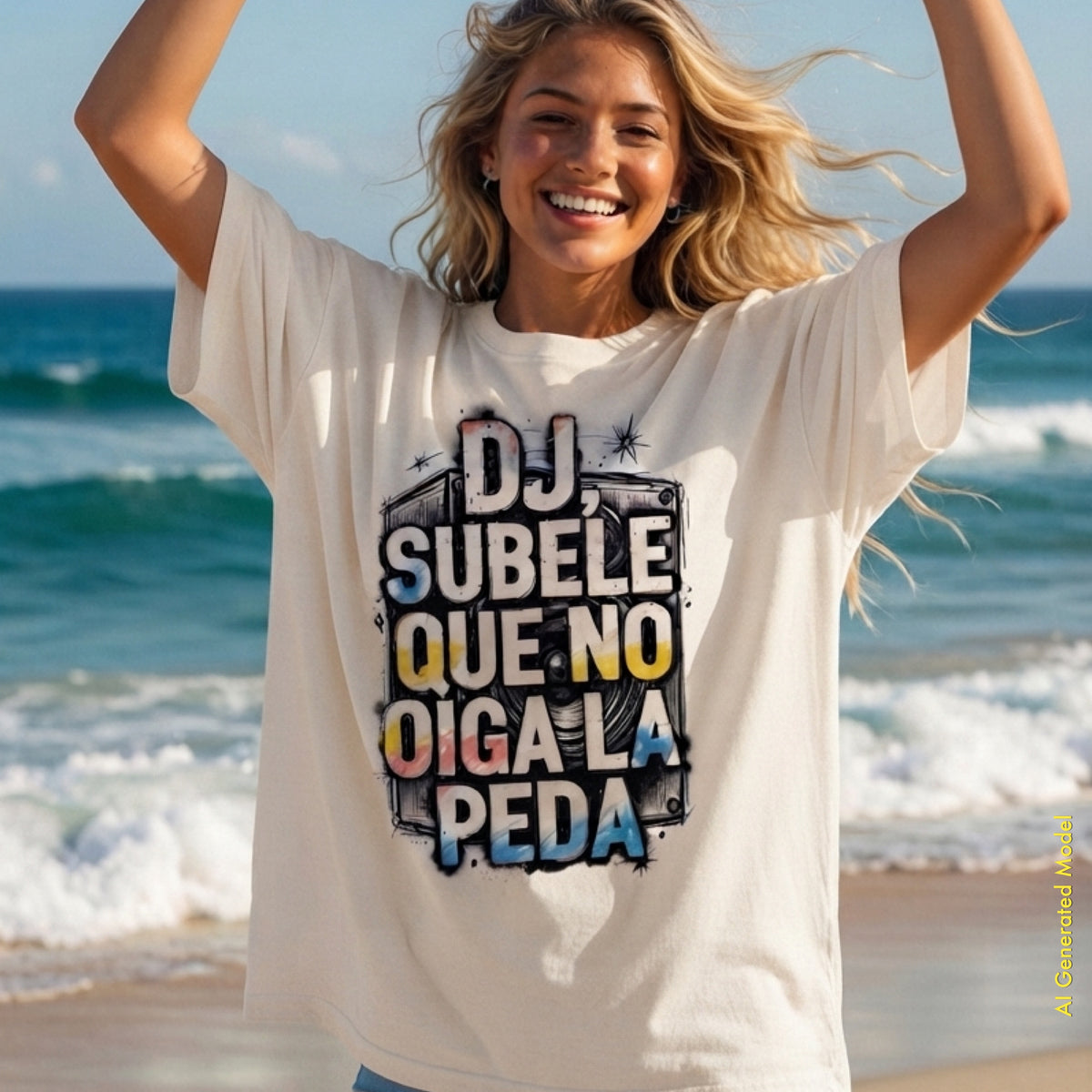 DJ Súbele que no oiga la peda - A Mano Style Relaxed Fit Tee