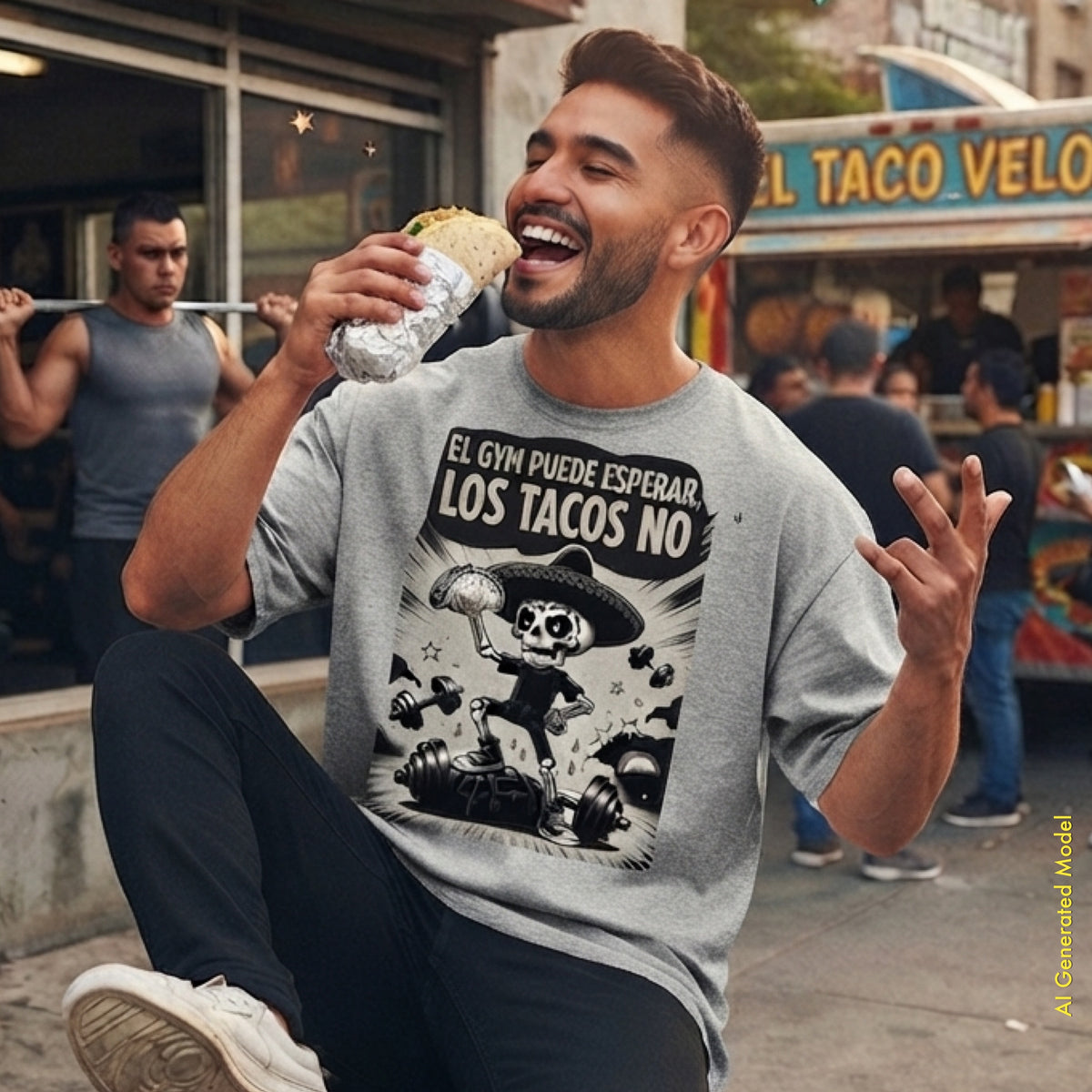 El Gym Puede Esperar, Los Tacos No - Flaco Toon Relaxed Fit Tee