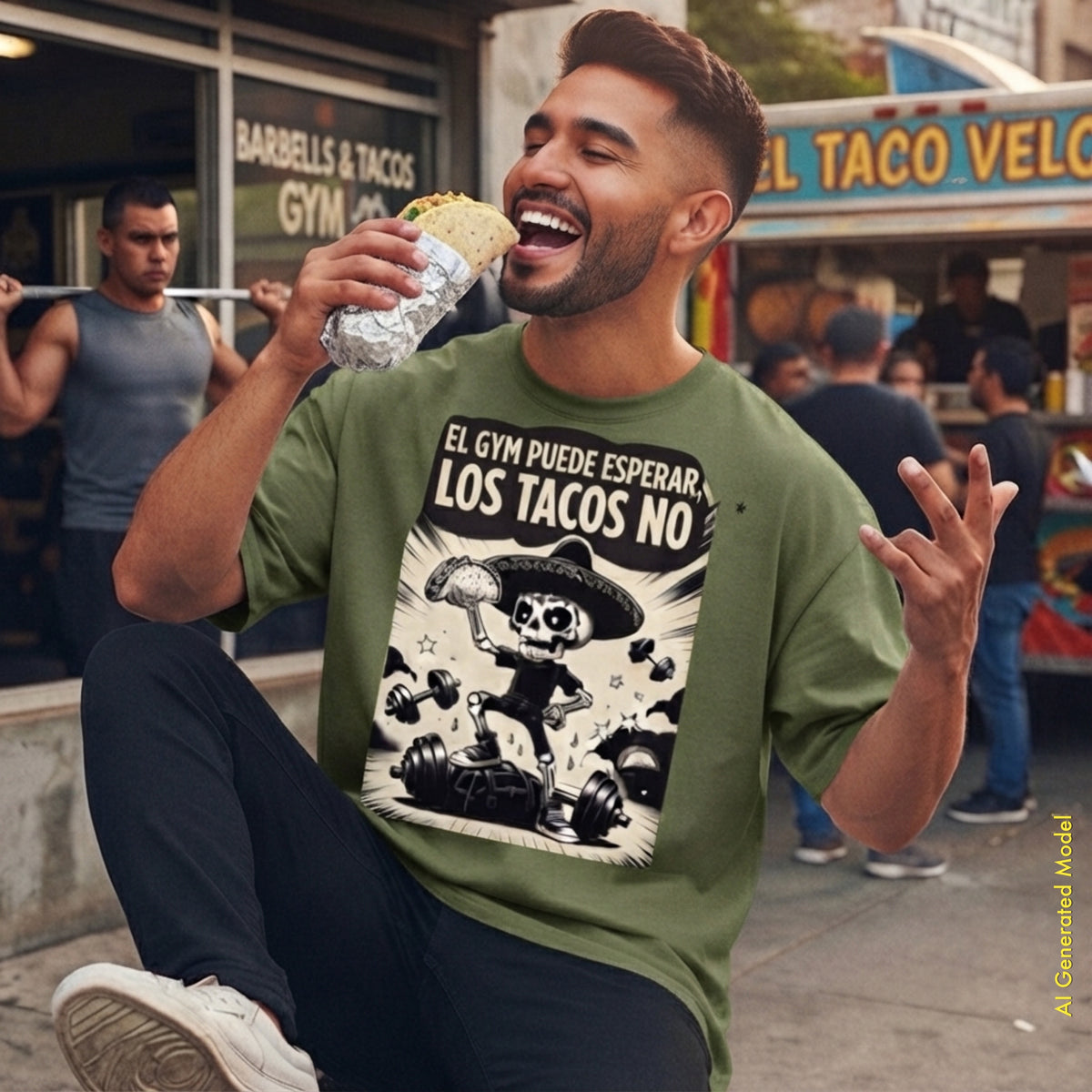 El Gym Puede Esperar, Los Tacos No - Flaco Toon Relaxed Fit Tee
