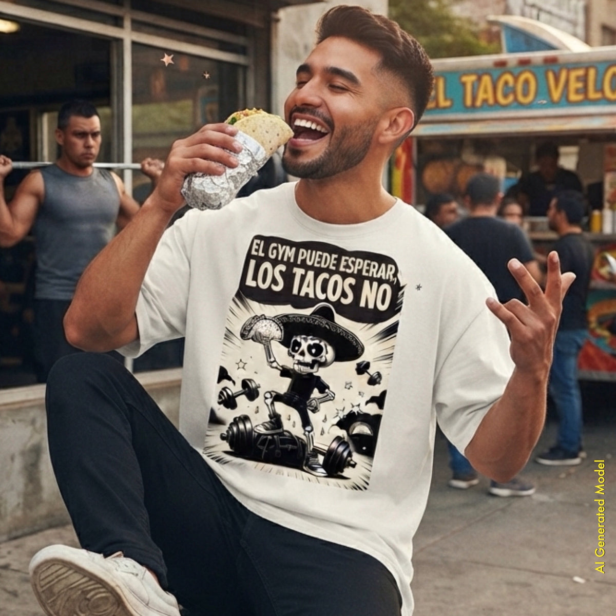 El Gym Puede Esperar, Los Tacos No - Flaco Toon Relaxed Fit Tee