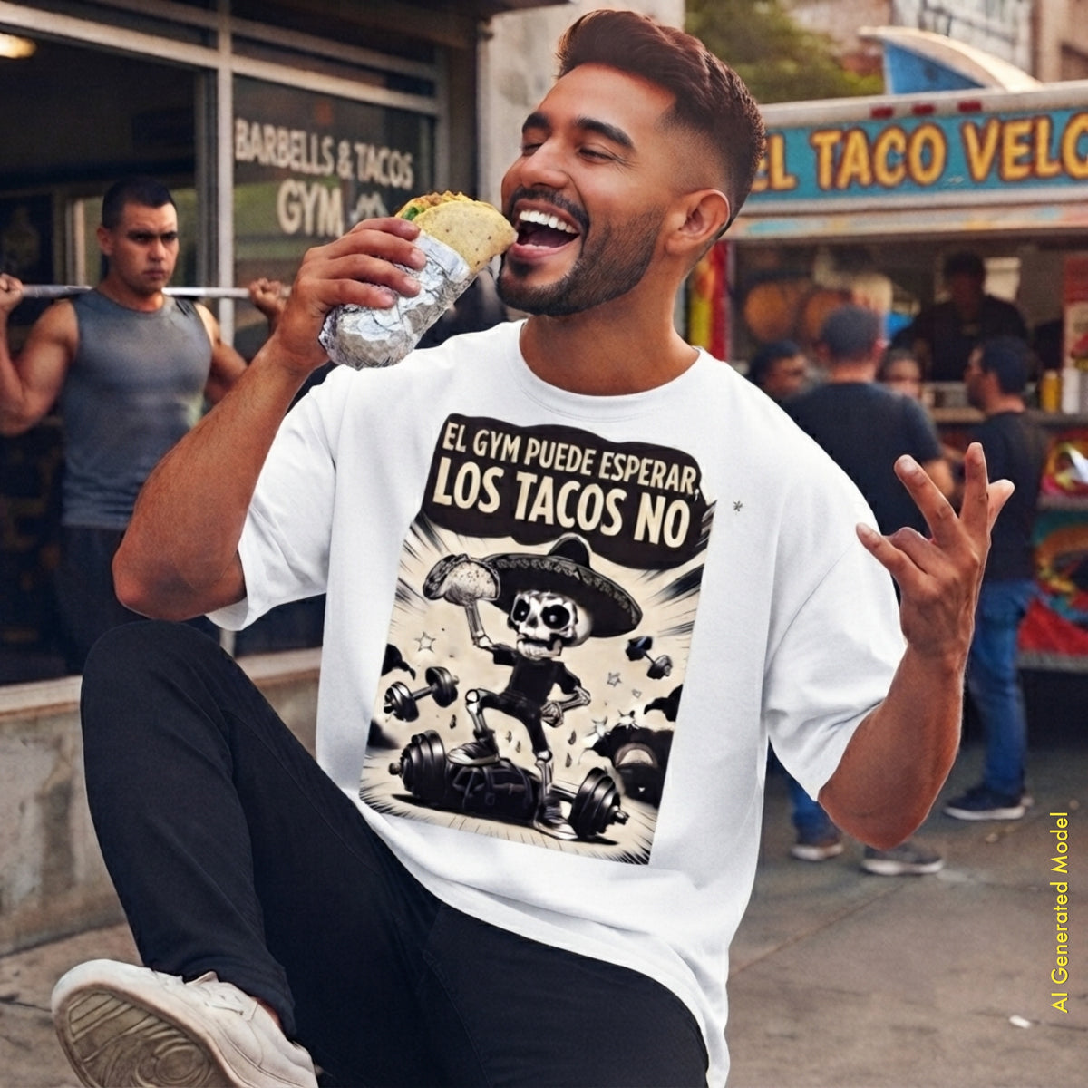 El Gym Puede Esperar, Los Tacos No - Flaco Toon Relaxed Fit Tee