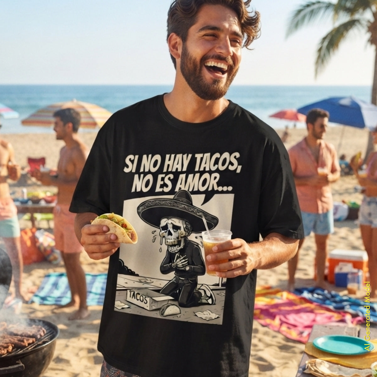 Si No Hay Tacos, No Es Amor - Flaco Toon Relaxed Fit Tee