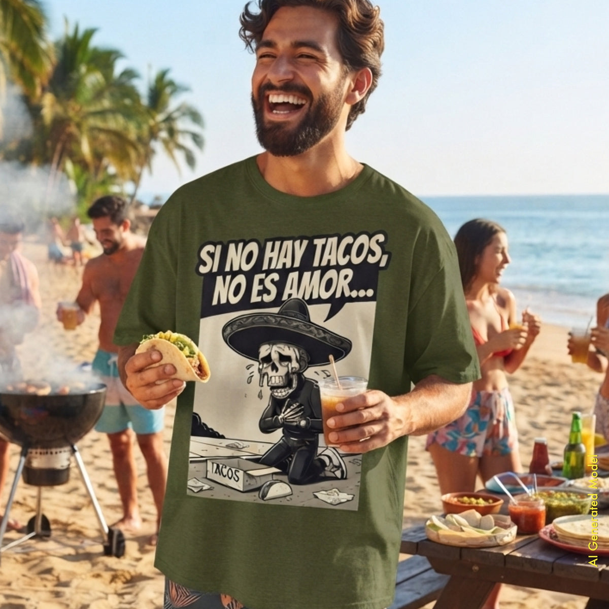 Si No Hay Tacos, No Es Amor - Flaco Toon Relaxed Fit Tee