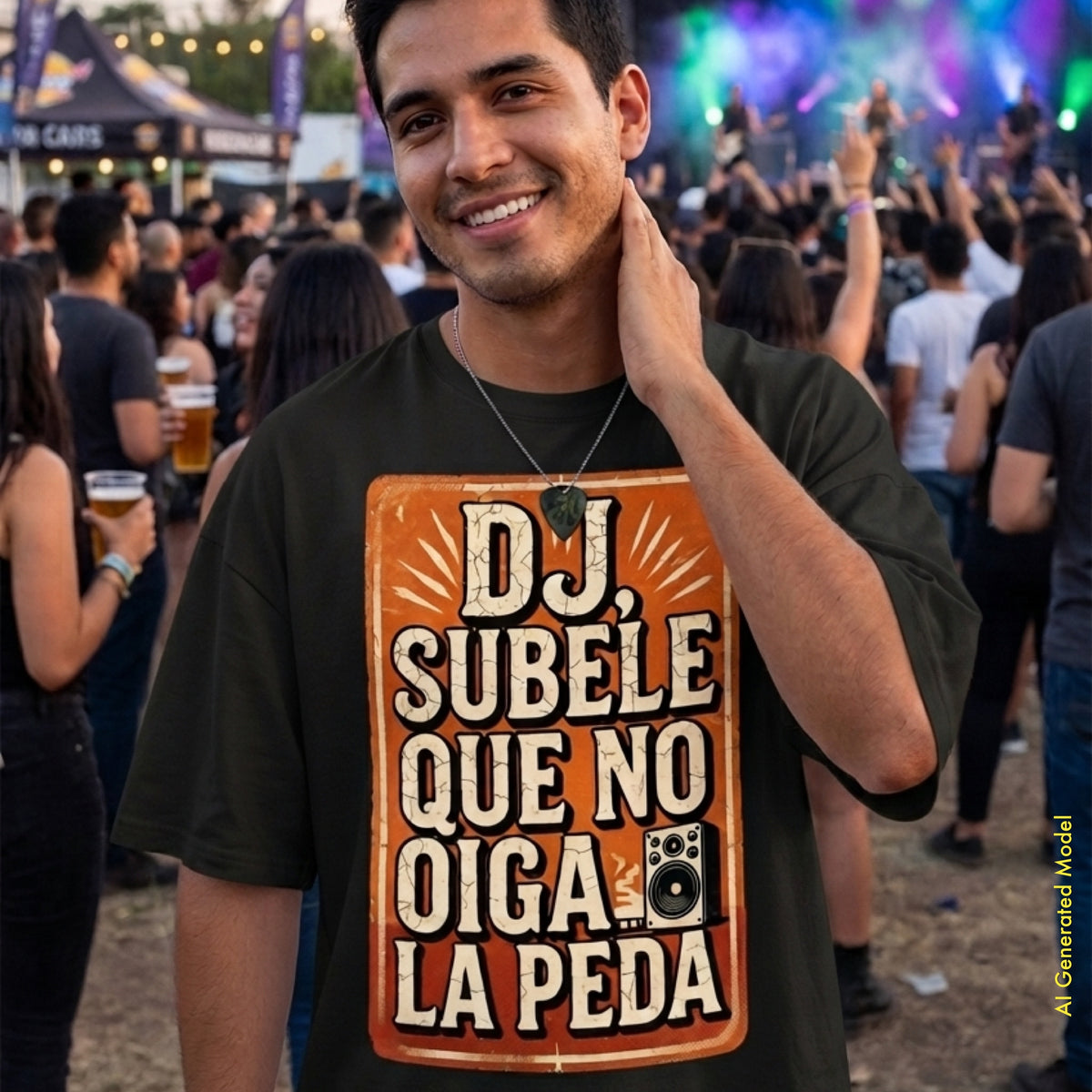 Dj Súbele Que No Oiga La Peda - Vintage Style Relaxed Fit Tee