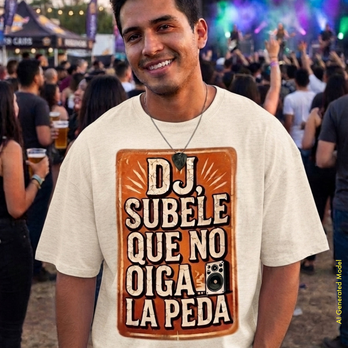 Dj Súbele Que No Oiga La Peda - Vintage Style Relaxed Fit Tee