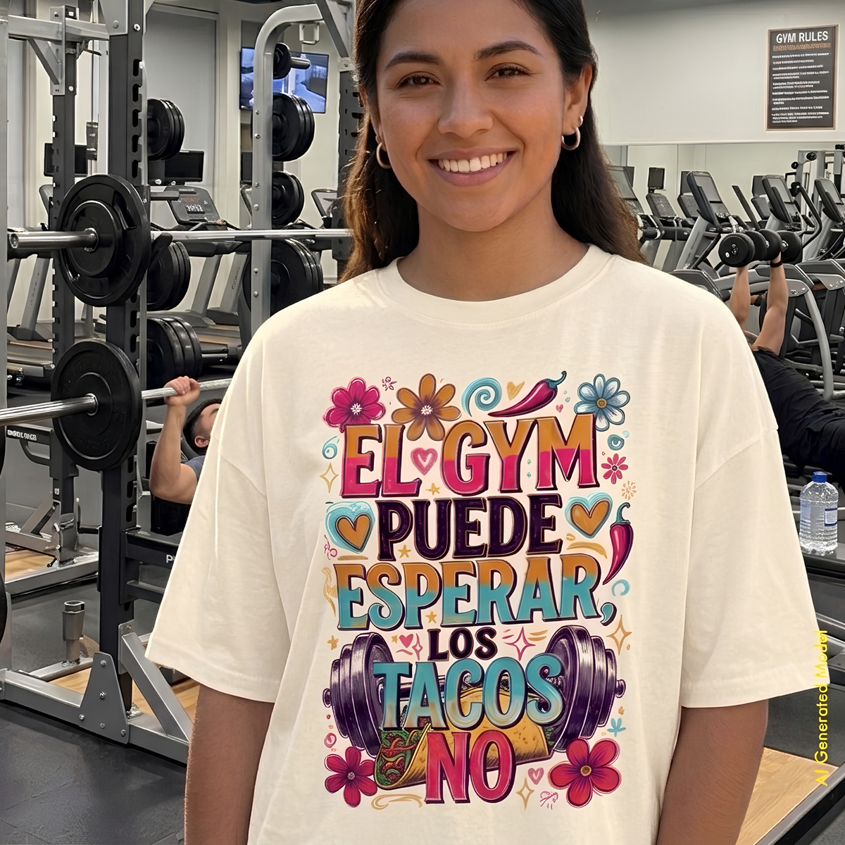 El Gym Puede Esperar, Los Tacos No - A Mano Style Relaxed Fit Tee