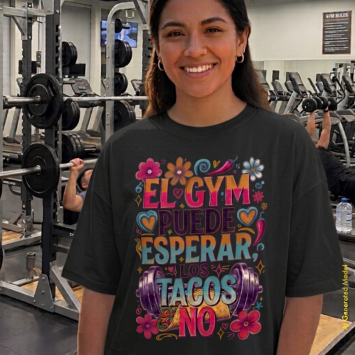 El Gym Puede Esperar, Los Tacos No - A Mano Style Relaxed Fit Tee